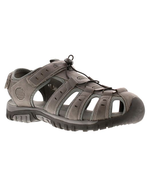 Wynsors Brown Walking Sandals Stone Closed Toe Fisherman Touch Fasten Toggle for men