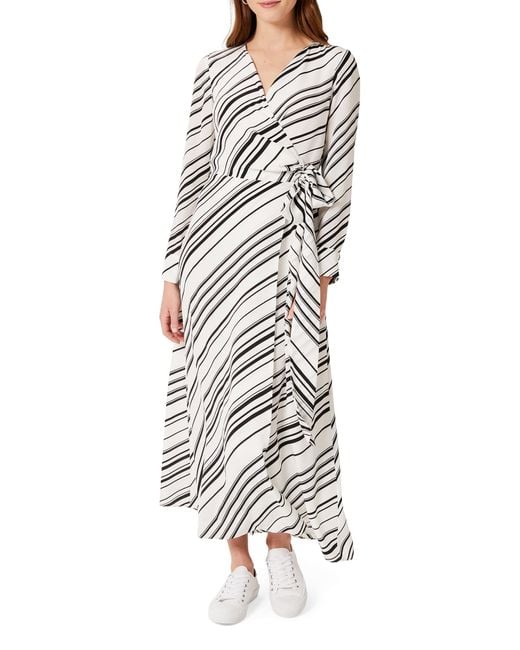 Hobbs White Yasmine Silk Wrap Midi Dress