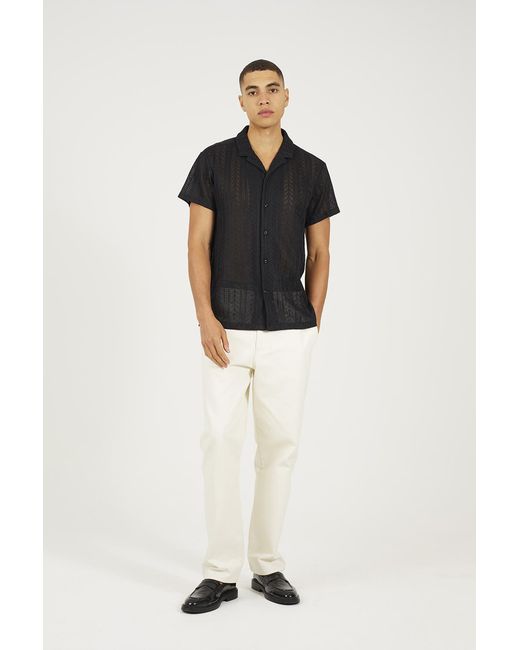 Brave Soul Black Short Sleeve Sheer Shirt for men
