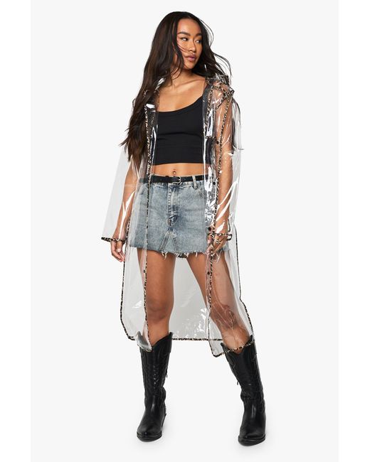 Boohoo Multicolor Trim Longline Transparent Festival Mac