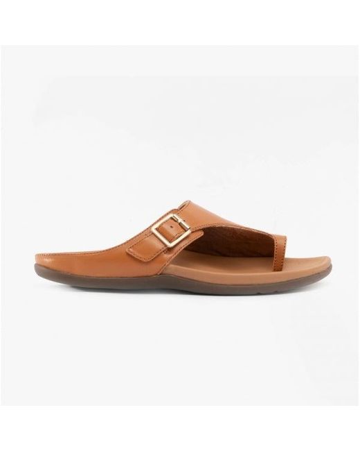 Strive Brown Java Ladies Leather Toe Post Sandals Tan