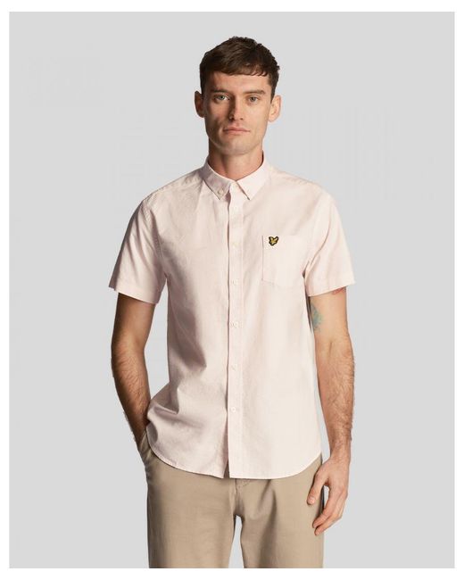 Lyle & Scott Natural Short Sleeve Oxford Shirt for men