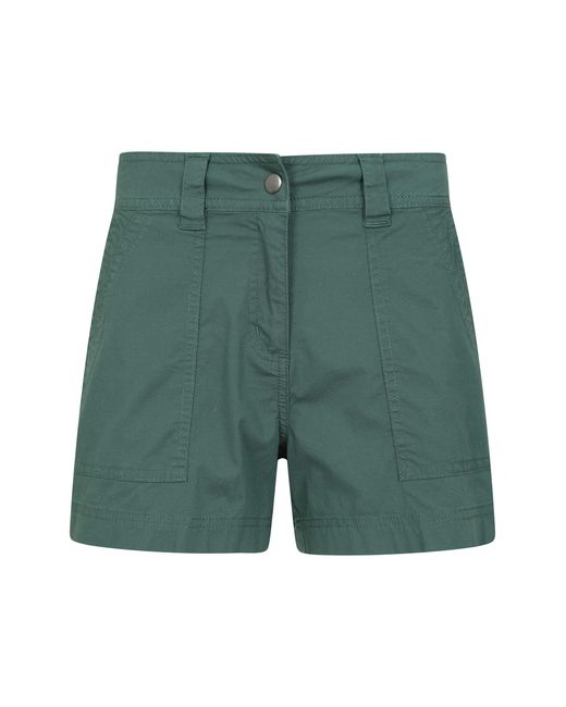 Mountain Warehouse Green 'Coast' Shorty Shorts With Multiple Pockets Breathable Summer Bottoms Cotton