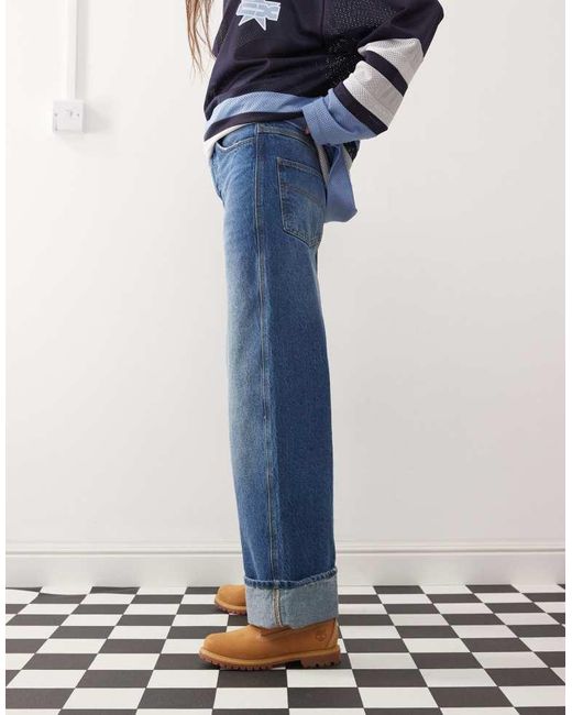 Collusion Blue X002 baggy Jeans With Turn Up