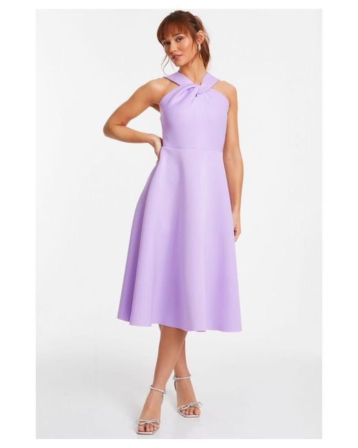 Quiz Purple Lilac Halter Neck Skater Midi Dress