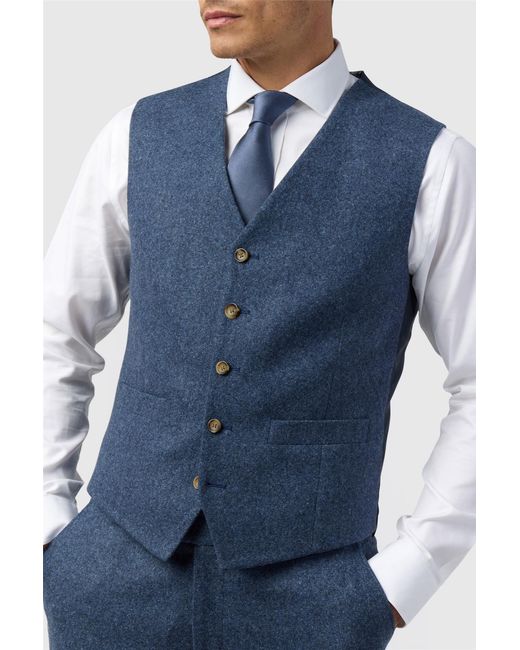 Alexandre Silver Label Blue Single Breasted Sleeveless Five Button V-Neck Plain Tailored Suit Waistcoat for men