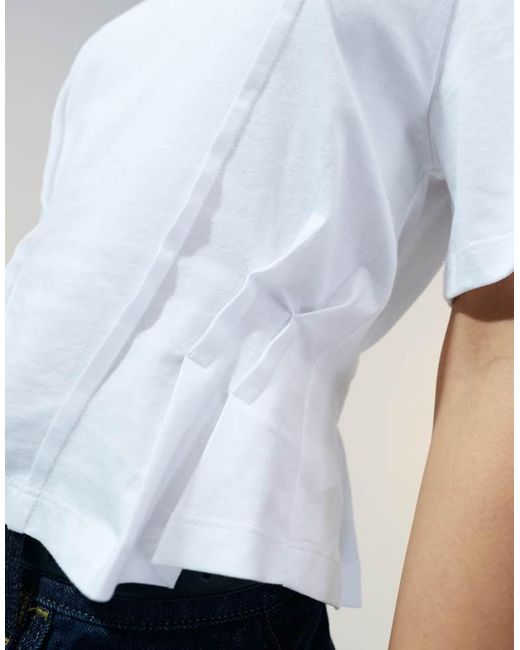 ASOS White Seam Detail Short Sleeve Corset Waist T-Shirt