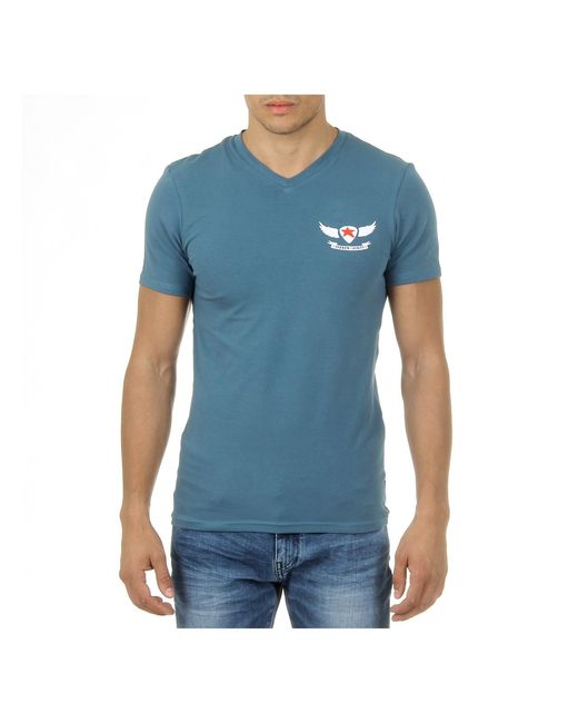 Andrew Charles by Andy Hilfiger Blue T-Shirt Short Sleeves V-Neck Kenan for men