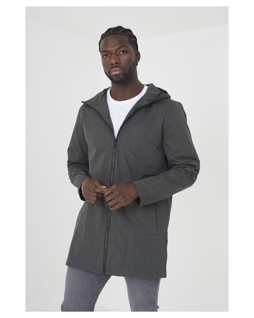 Brave Soul Gray 'Nik' Zip Through Mac for men