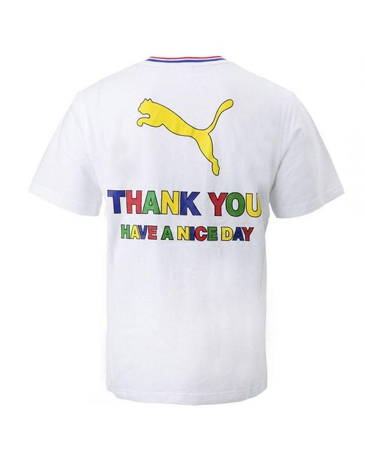 PUMA White X Chinatown Market Short Sleeve Crew Neck T-Shirt 595623 02 Cotton for men