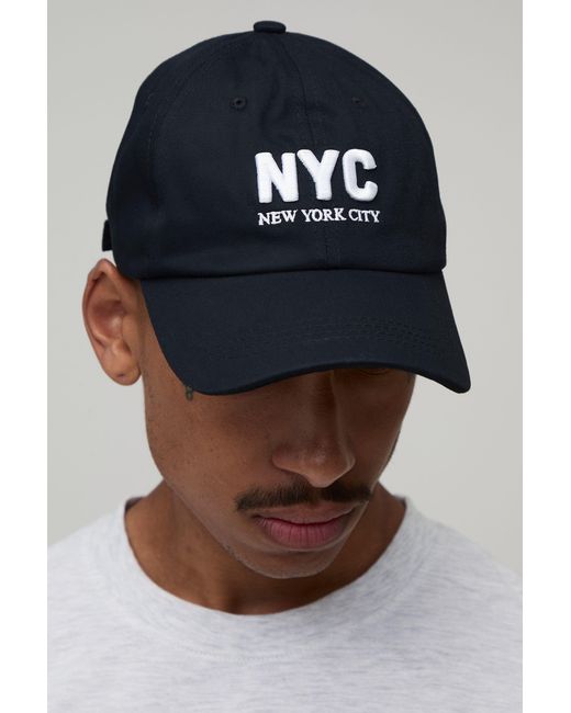 BoohooMAN Blue Nyc Embroidered Cap for men
