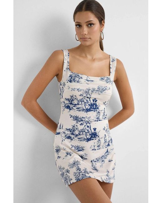 Hiccup White Sleeveless Printed Mini Dress