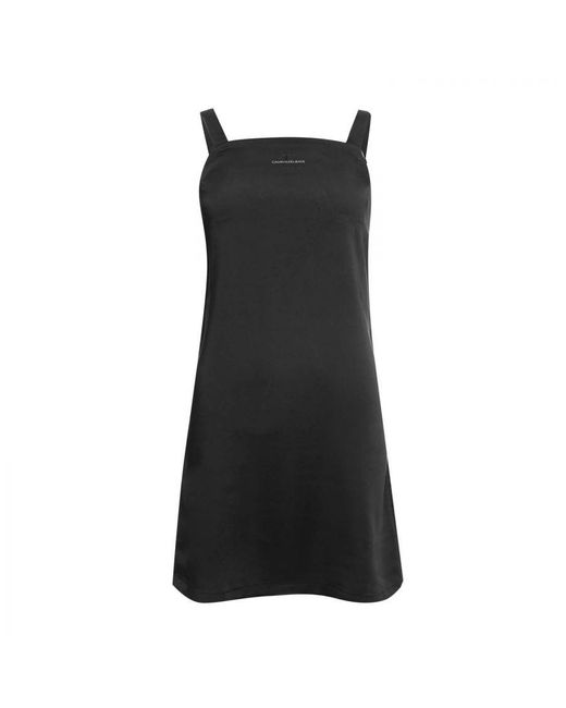 Calvin Klein Black Womenss Strap Satin Dress