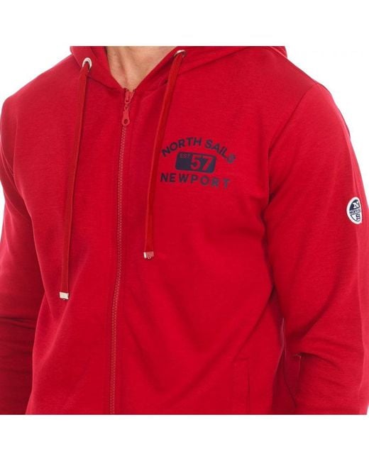 North Sails Red Zip-Up Hoodie 902299Tr0 for men
