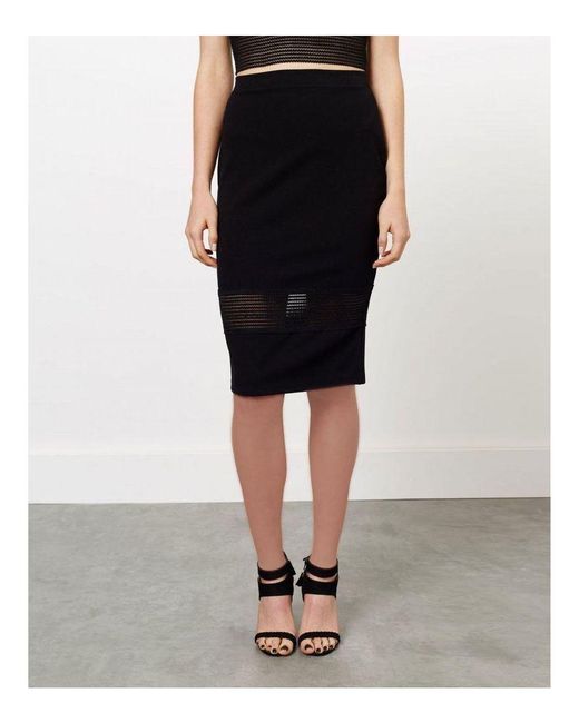 Miss Selfridge Black Lace Inset Bodycon Skirt