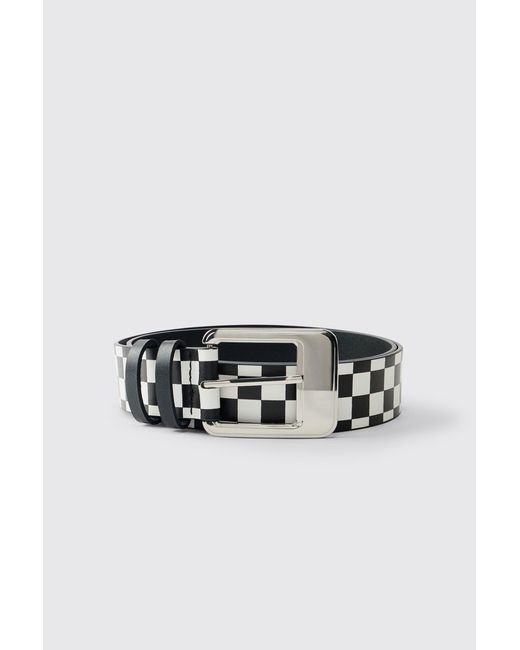 BoohooMAN Blue Checker Board Belt for men