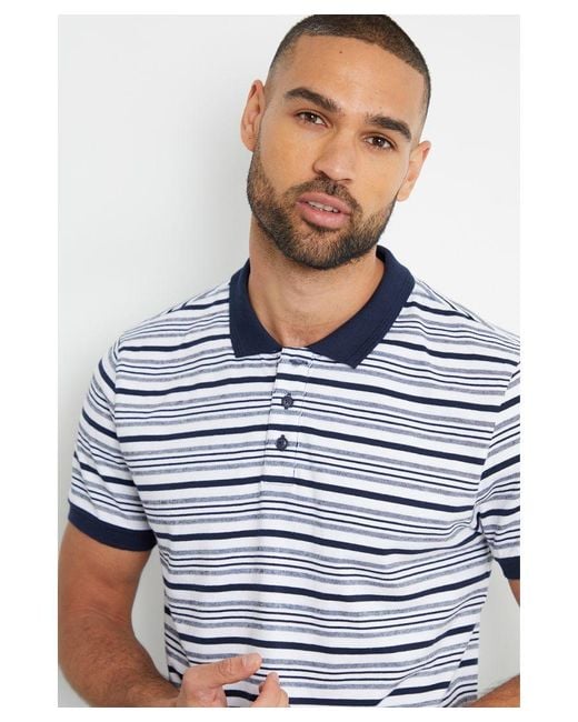 Threadbare Blue 'Maximum' Stripe Jersey Knit Cotton Polo Shirt for men