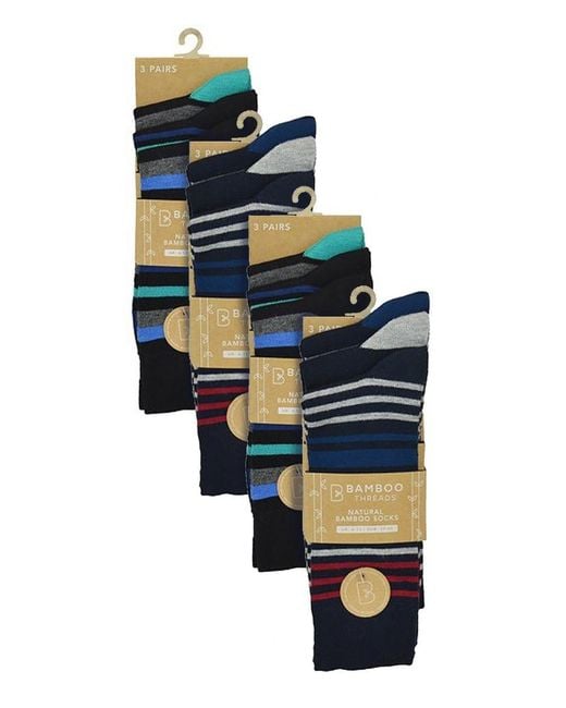 Sock Snob Blue 12 Pair Multipack Bamboo Socks for men