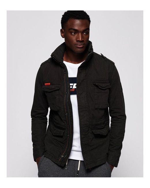 Superdry Black Classic Rookie Military Jacket Cotton for men
