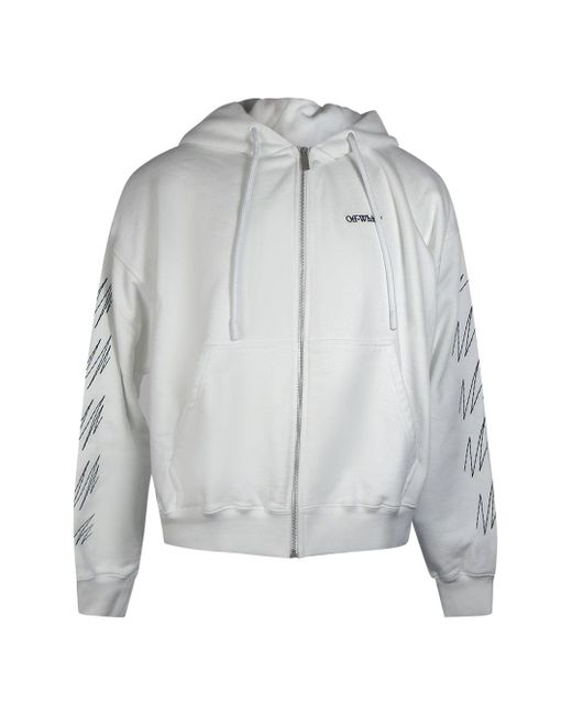 Off-White c/o Virgil Abloh Gray Stitch Diags Zip Skate Hoodie for men