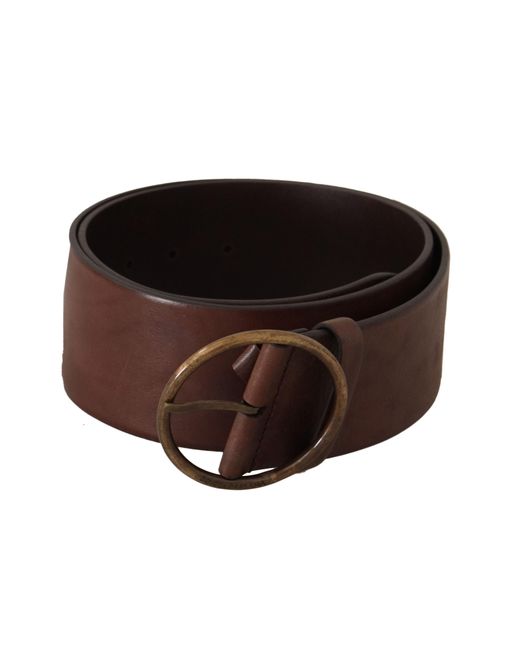 Dolce & Gabbana Donkere Lederen Metalen Riem Met Ronde Gesp in het Black