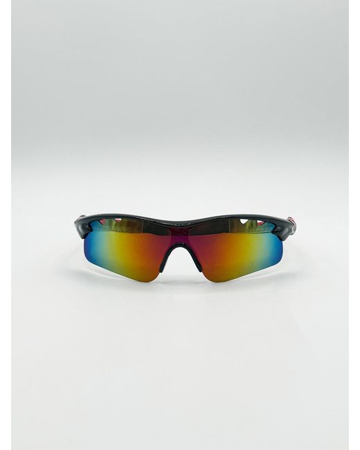 SVNX White Outdoor Sports Racer Sunglasses With Hard Case for men