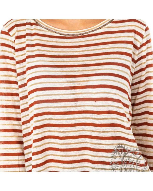 La Martina Red Long Sleeve Round Neck T-Shirt Lwre01