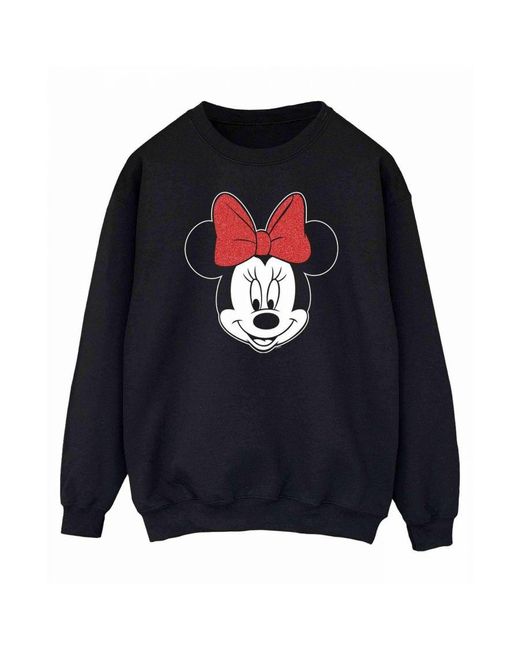 Disney Blue Ladies Minnie Mouse Head Sweatshirt ()