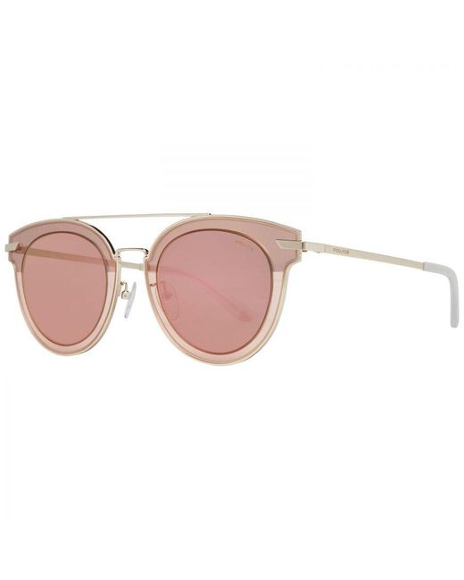Police Pink Round Mirrored Sunglasses With Frame for men