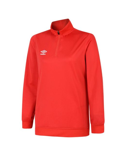 Umbro Red Ladies Club Essential Half Zip Sweatshirt (Vermillion)