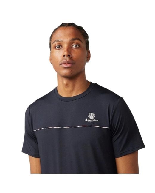 Aquascutum Blue Active Stretch Piping T-Shirt Cotton for men