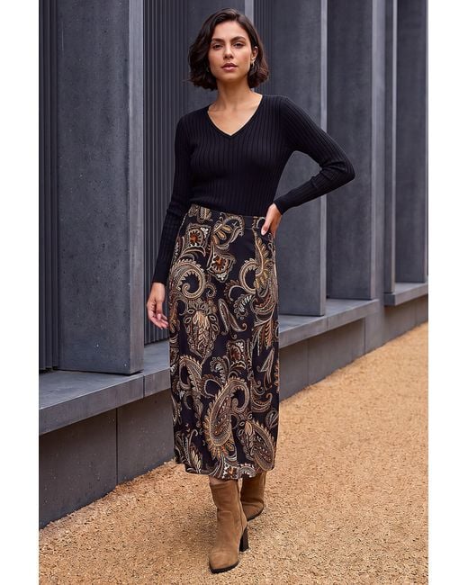 Roman Brown Paisley Print Skirt