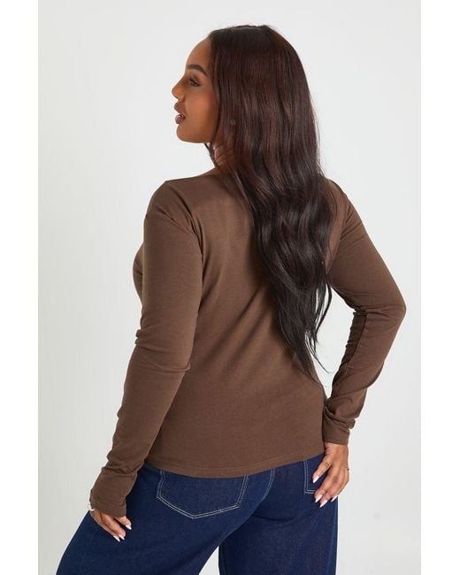 Boohoo Brown Plus Cotton Scoop Neck & Back Top