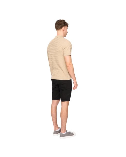 Duck and Cover Natural Danvers Knitted Quarter Zip Polo Shirt for men