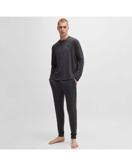 Boss Pyjama Double B Met Monogram In Grijs in het Black voor heren