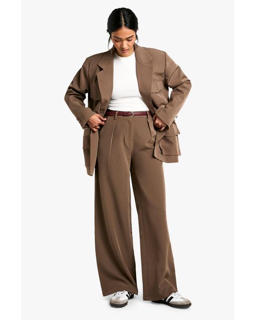 Boohoo Multicolor Woven Tailored Wide Leg Trousers