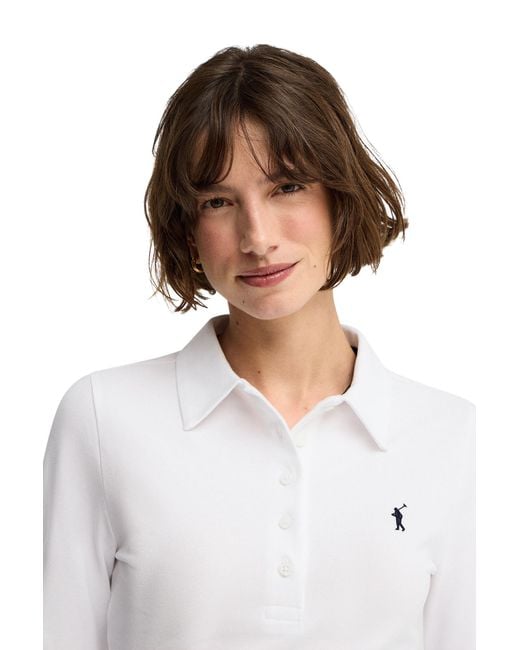 POLO CLUB White Shirt Long Sleeve Slim Fit Polo-Shirt-L-S4