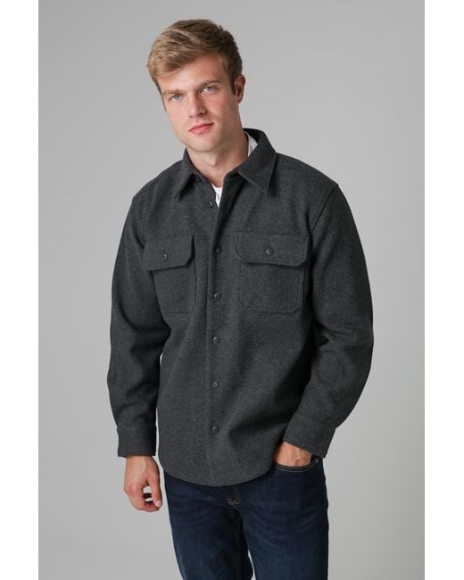 Tokyo Laundry Gray Brushed Back Fleece Long Sleeve Shirt for men