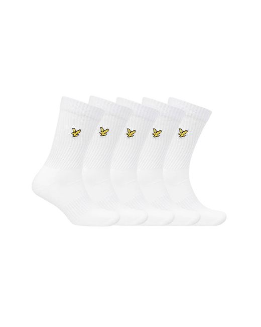 Lyle & Scott White 5 Pack Tube Socks for men
