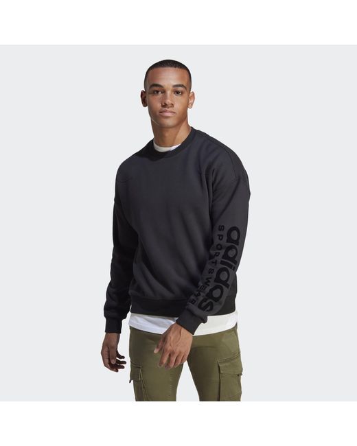 Adidas Blue Lounge Fleece Sweatshirt for men