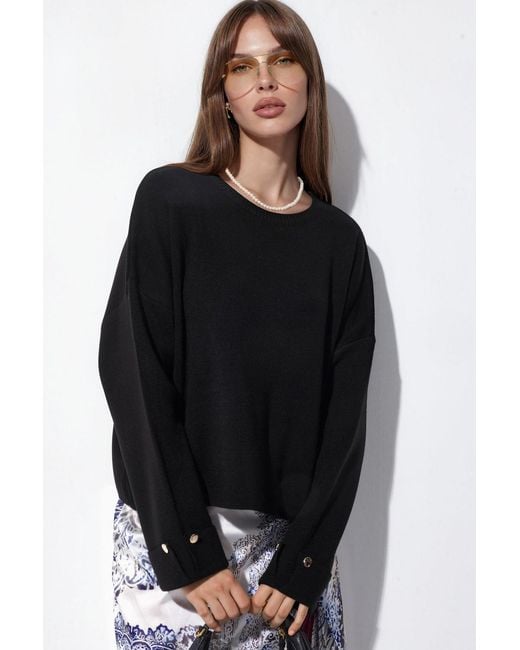 Hiccup Black Button Detailed Knit Sweater