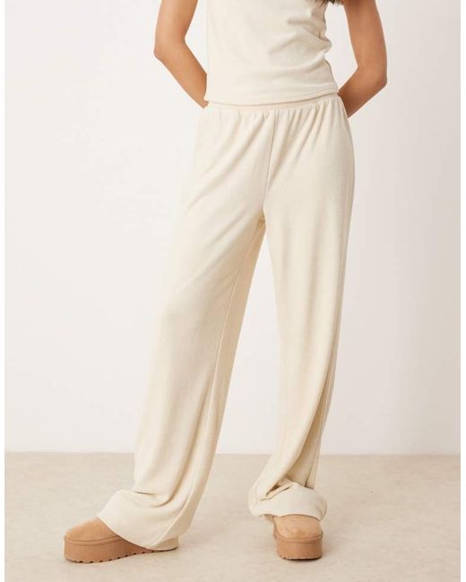 ASOS Natural Mix & Match Lounge Fluffy Sock Wide Leg Trouser