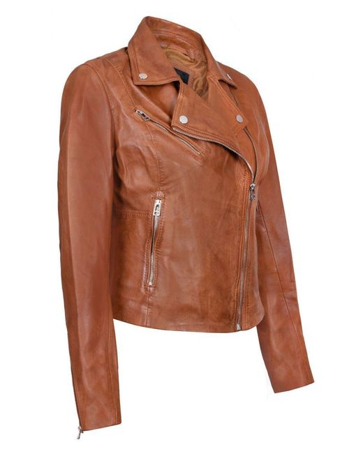 Infinity Leather Brown Smart Biker Jacket-Matlock