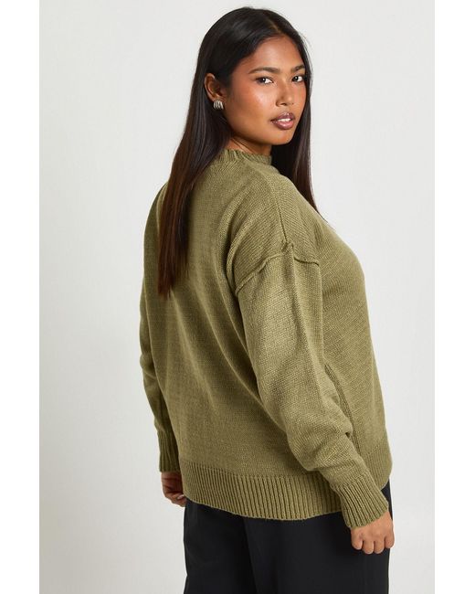 Boohoo Green Plus Exposed Seam Knitted Jumper