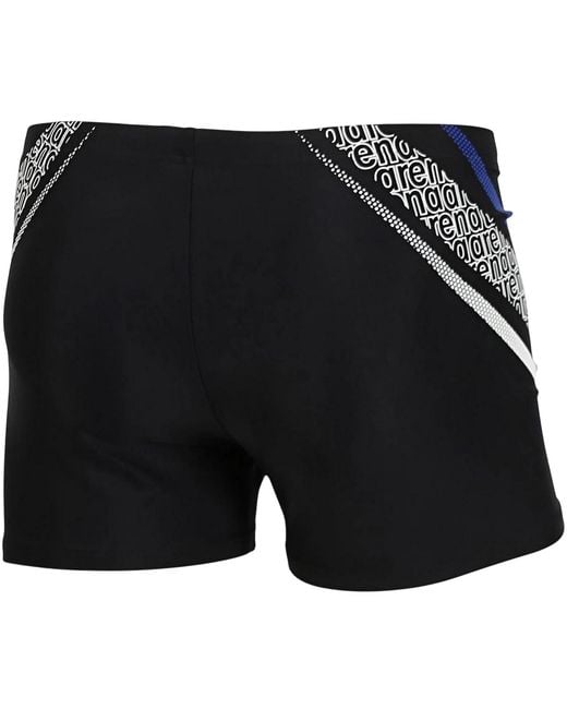 Arena Black Lettering Print Regular Swim Shorts for men