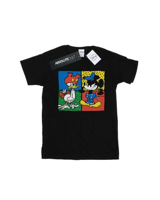 Disney Black Mickey Mouse Donald Clothes Swap T-Shirt () Cotton for men