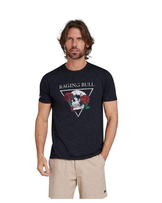Raging Bull Blue Rose Skull T-Shirt for men