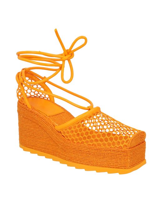 Bottega Veneta Orange Stretch 90 Wedge Espadrilles