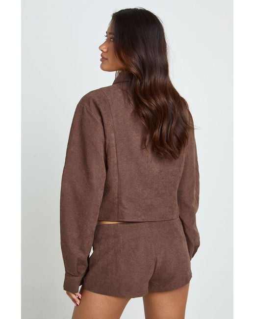 Boohoo Brown Fitted Mini Shorts
