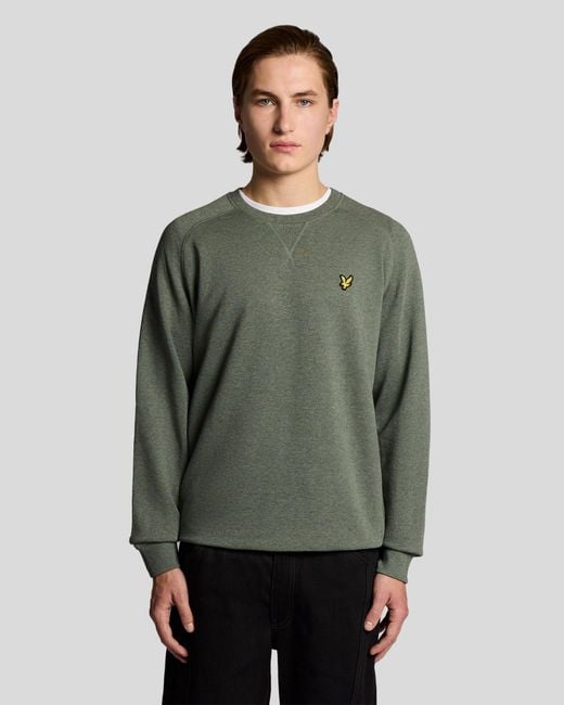 Lyle & Scott Green Cotton Marl Raglan Sweatshirt for men